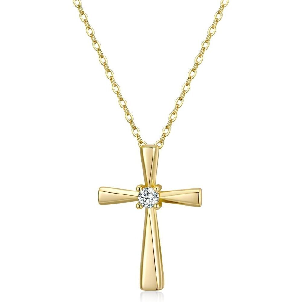 🆕 Women Gold Small Cross Necklace Stunning Shine Wearing Stylish Jewelry Gift